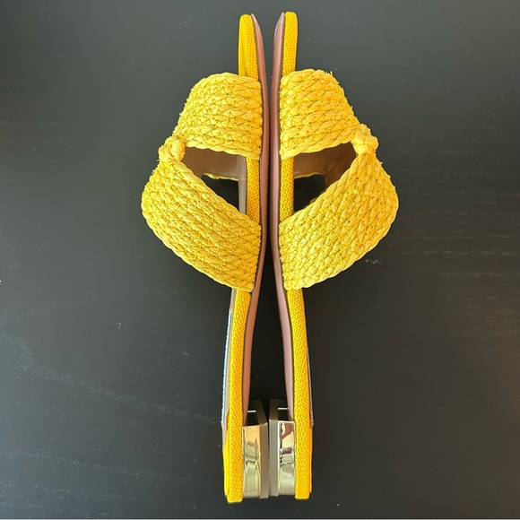 Aquazzura Yellow Rope Raffia Slides - Picture 8 of 10